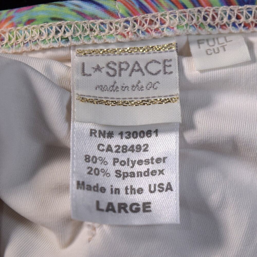 L*Space Rainbow Pink Aqua Ombre Stripe Fringed Bandeau Bikini Sz L Swimsuit - Picture 5 of 5